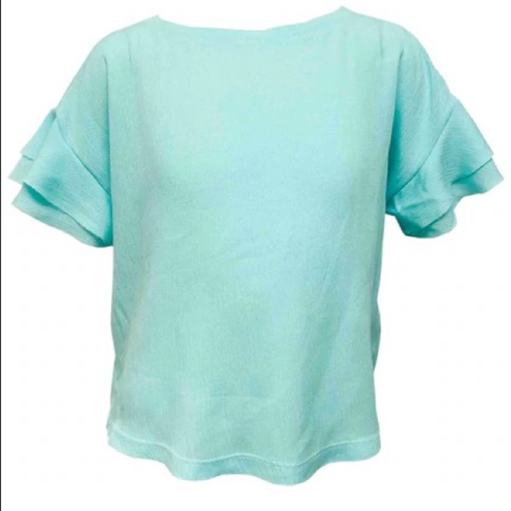 Erge Mint Gauze Flutter Sleeve Shirt, size L